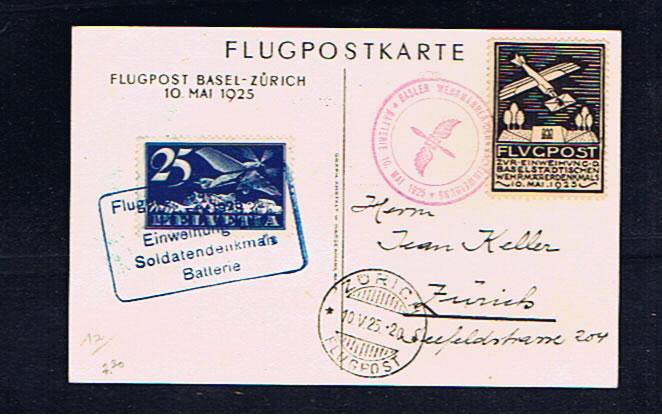 BASEL-ZURICH 1925 FLIGHT COVER