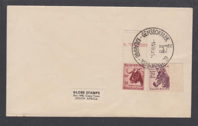 South Africa Sc 201, 203 animals on cover, 1964 GEMSBOK PARK KALAHARI cancels