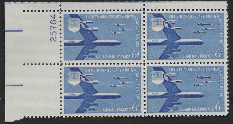 US C49 MNH plate block. Air Force 50th Anniversary.   Nice.