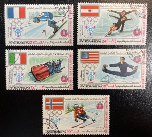 Yemen YAR Winter Olympics Set Used (Mutawakelite Kingdom)