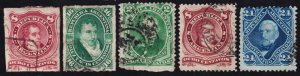 Argentina Scott 34, 35, 38-39, 56 (1877-87) Used G-F C 