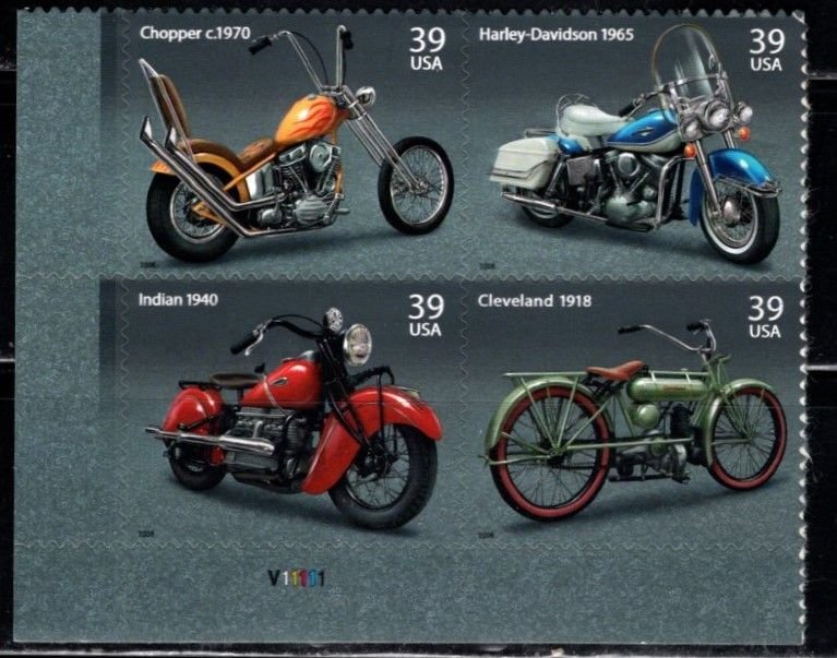 #4085 - 4088 Motorcycles Plate Block/4 - MNH