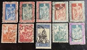 Italy Scott# 201-208, 202a, 203b Used Avg/F  Lot of 10 Cat $310.75