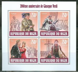 NIGER 2013 200th BIRTH ANNIVERSARY OF GIUSEPPE VERDI  SHEET MINT NH