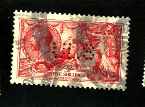 GREAT BRITAIN #174 USED FVF PERF INITIALS Cat $349