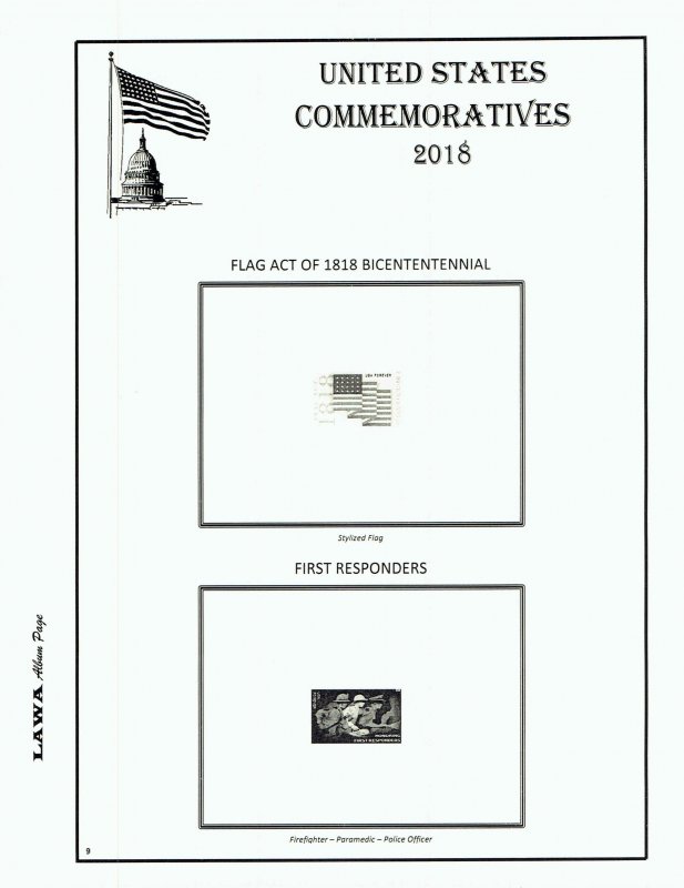 2018 US COMMEMORATIVE PLATE BLOCKS  SUPPLEMENT – LAWA Album Pages