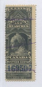 Canada QV 1897 15 cents Weights and Measures stamp used