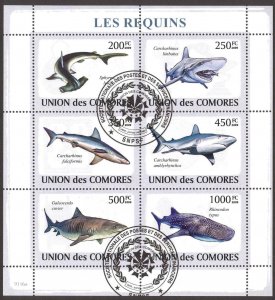 Comoros 2009 Fishes Sharks Sheet Used / CTO