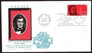 Canada 517 6c Sir Oliver Mowat FDC Overseas Mailers/Jackson Aug 12, 1970