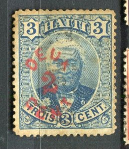 HAITI; 1890 early classic Salomon surcharged issue fine used 2/3c. value