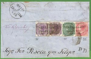 P0998 - INDIA - POSTAL HISTORY - QV 3 colour franking to Italy 1874 to PESCIA