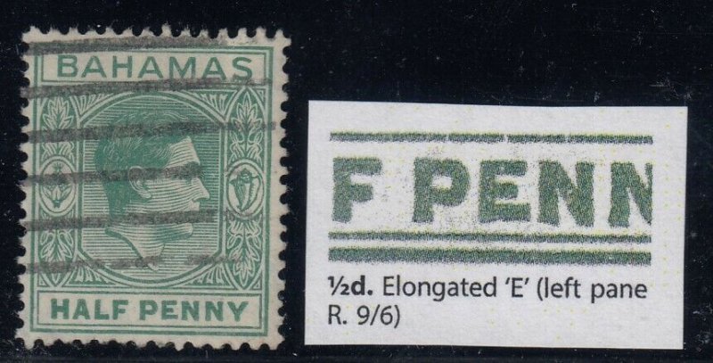 Bahamas, SG 149a, used Elongated E variety