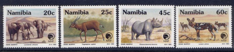 Namibia 726-9a MNH Endangered Animals, Elephant, Rhinocerous, African Wild Dog