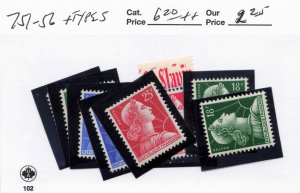 FRANCE  751-56 + TYPES   MNH