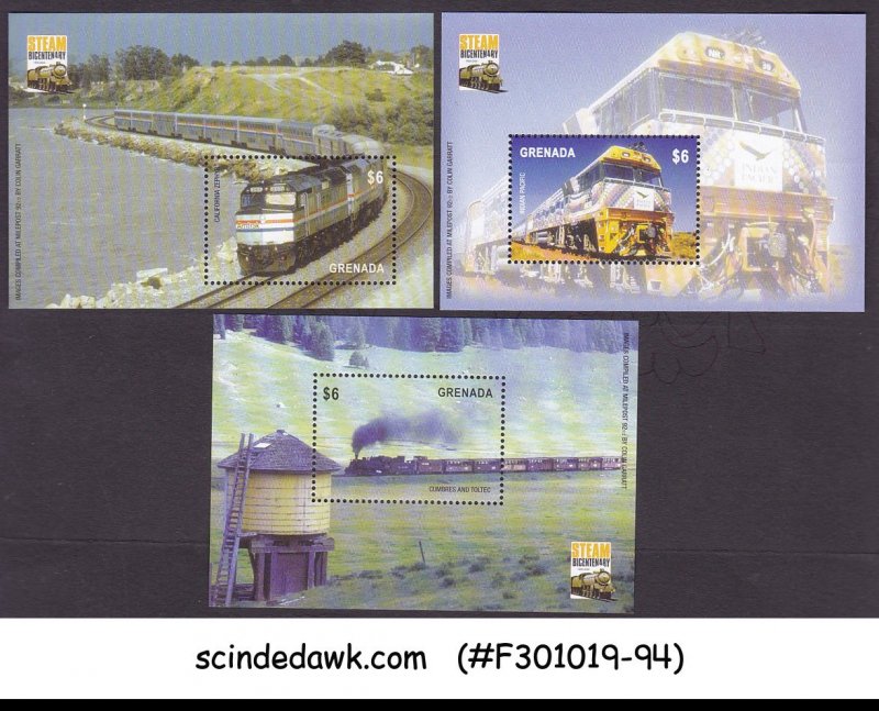 GRENADA - 2004 STEAM BICENTENARY / TRAINS SET OF 3 MIN/SHT MNH