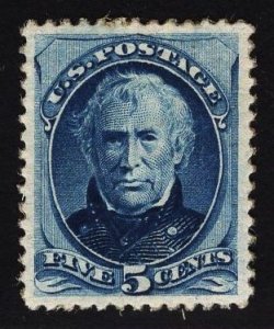 US #185 5c Blue Taylor MINT NO GUM (repaired) SCV $155