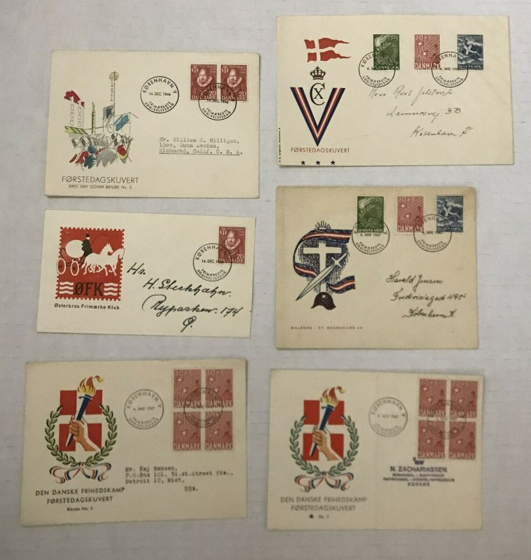 6 Denmark 1940s FDCS, Brahe (#300), B15-17 [A39.10]