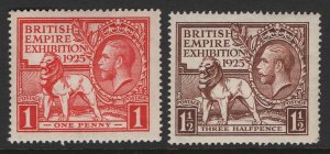 GB 1925 Wembley set unmounted mint, gum wrinkles