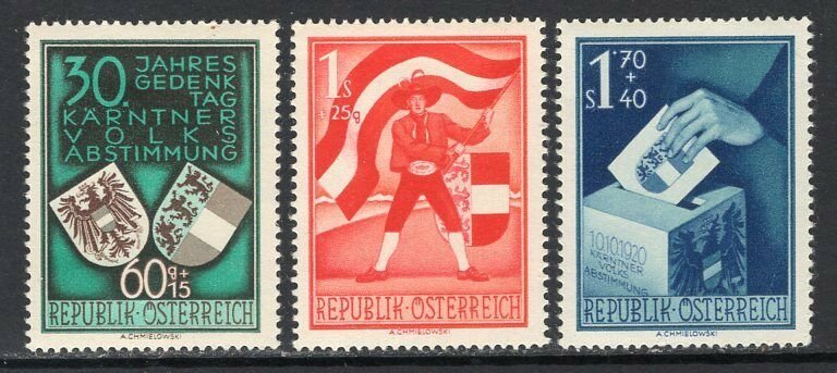 Austria 1950 Carinthia Set of 3 MNH CV$105 #B269-71