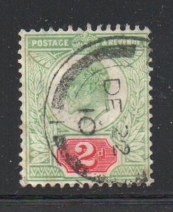 Great Britain Sc 130 1904 2d yellow green & carmine Edward VII stamp used