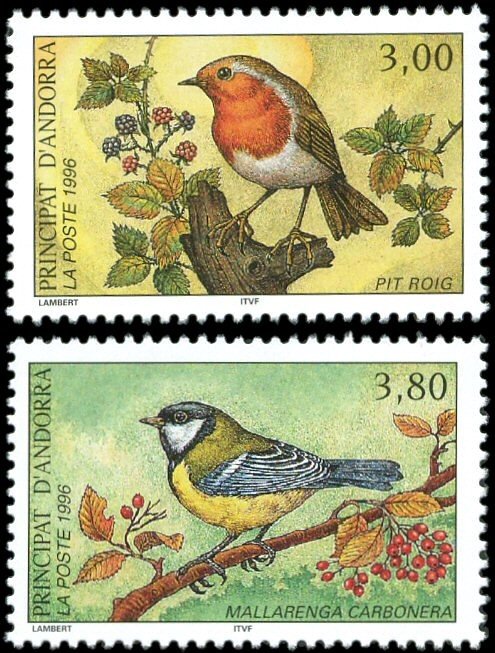 French Andorra 1996 #462-3 MNH. Birds, environment