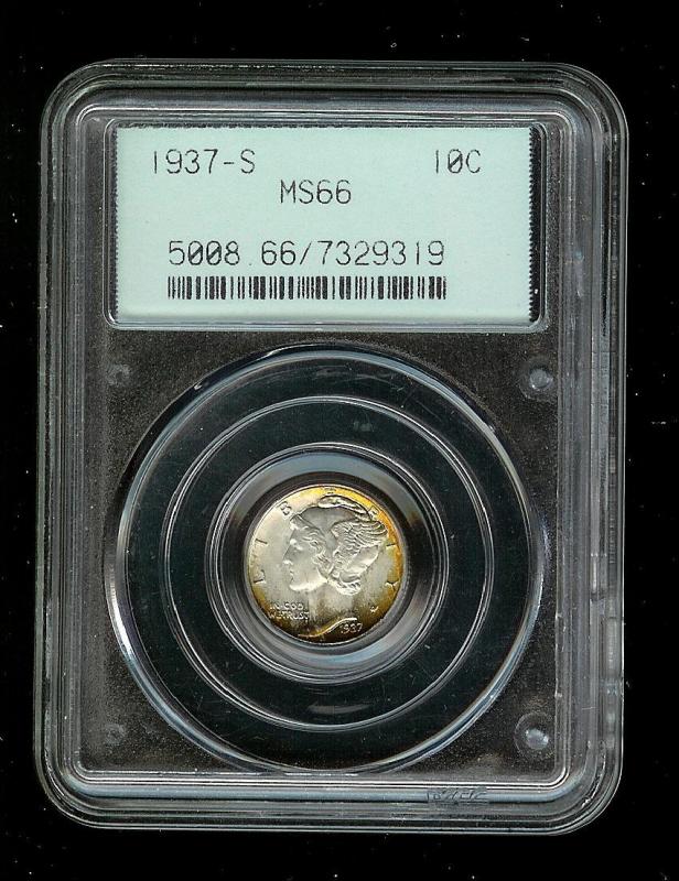 1937-S Mercury Dime Gem BU+ PCGS MS-66 MS66