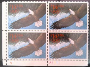 Scott 2542 - $14 Eagle in Flight - Multicoloured - MNH - P# Block of 4 - 1991