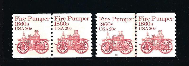 1908 COIL PAIR, 1908 P# 10 LINE PAIR, **XF**,  MINT NH, SHIP $1.00