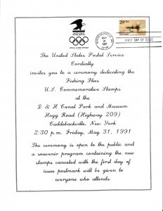 Set of 5 USPS FDC Ceremony Invitations #2545-49 (2549a) Fishing Flies Bklt 1991