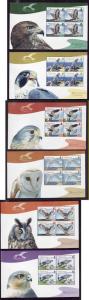 Alderney-Sc#319a-324a-six Bird panes from  complete booklet-