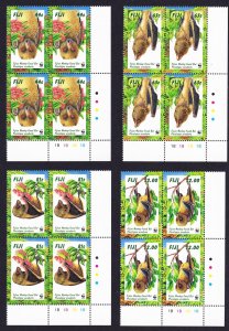 Fiji WWF Fijian Monkey-faced Bat 4 Corner Blocks 1997 MNH SC#797-800