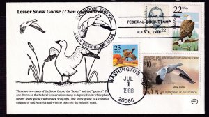 1988 Federal Duck Stamp Sc RW55 $10 FDC multi-stamp with RSK cachet