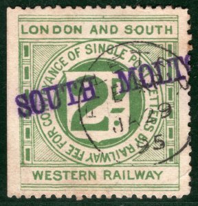 GB Devon L&SWR RAILWAY Letter Stamp *SOUTH MOLTON* STATION + 1895 CDS Used BRW64