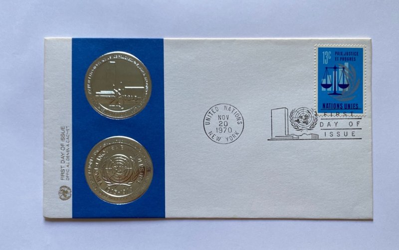 UN FDC ,  PAIX , JUSTICE ET PROGRES 1970  