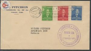 Cuba 1951 Scott 455-457 | First Day Cover | CU9681