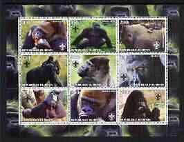 BENIN - 2003 - Gorillas - Perf 9v Sheet - MNH - Private Issue