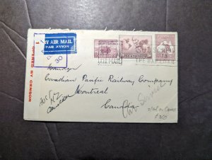 1941 Censored Australia Airmail Cover Brisbane QSLD to Montreal Canada