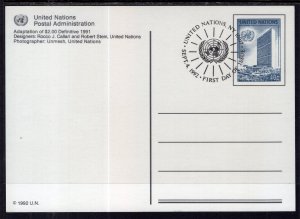 UN New York UX19 Postal Card U/A FDC VF