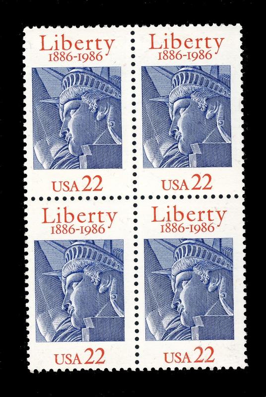 USA - 1986 Statue of Liberty 100th Anniversary block of 4x 22c Scott 2224