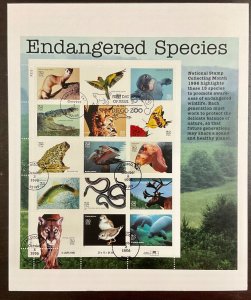 3105 Endangered Species Sheet of 15 FDC on Large Envelope 1996