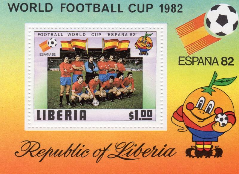 Liberia 1981 Sc#892 World Cup Spain 82 Spanish Team S/S (1) Perforated