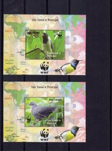 St.Thomas & Prince 2005 WWF/Birds 4 SS Decorative Border MNH