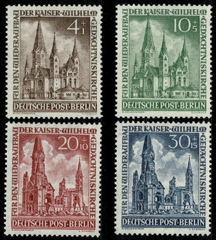 GERMANY BERLIN 1953 WILHELM CHURCH RECON MINT (NH) SGB106-09 Wmk.230 P.14 SUPERB