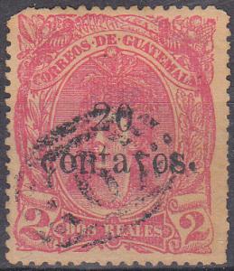 Guatemala Quetzal Ovpt 20 on 2 Centavos (Scott 20) Used