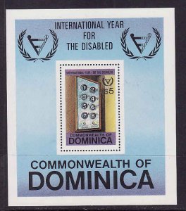 Dominica-Sc#738-unused NH sheet-Year of the Disabled-Elevato