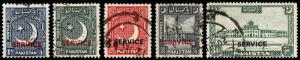 Pakistan Scott O27-31 (1949-50) Used VF Complete Set, CV $ 26.75 B