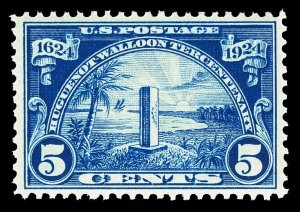 Scott 616 1924 5c Dark Blue Huguenot-Walloon Issue Mint VF OG NH Cat $27.50