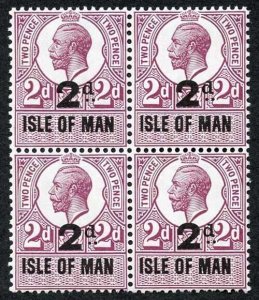 1921 Isle of Man KGV 2d on 2d Revenue Stamp U/M