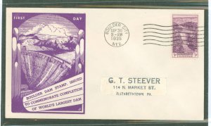 US 774 1935 3c completion of the Boulder Dam (single) on an addressed (label) first day cover with a Dyer cachet.