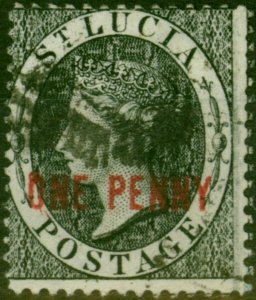 St Lucia 1882 1d Black SG26 Fine Used